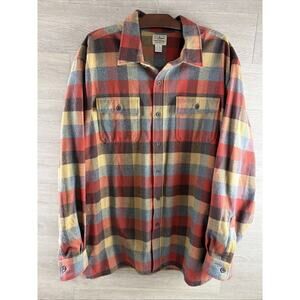 LL Bean Shirt Mens XXL Blue Plaid Flannel Button Down Traditional Fit